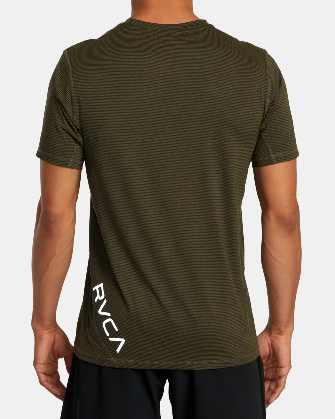 RVCA SPORT VENT STRIPE TECHNICAL SHORT SLEEVE TOP Olive Stripe Outlet