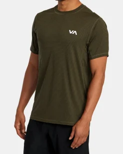 RVCA SPORT VENT STRIPE TECHNICAL SHORT SLEEVE TOP Olive Stripe Outlet