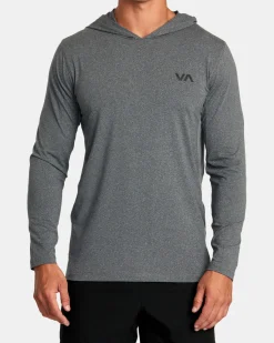 RVCA SPORT VENT TECHNICAL HOODED TOP Charcoal Heather
