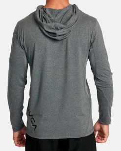 RVCA SPORT VENT TECHNICAL HOODED TOP Charcoal Heather