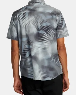 RVCA SPRAY PALM SHORT SLEEVE SHIRT Blue Haze Best