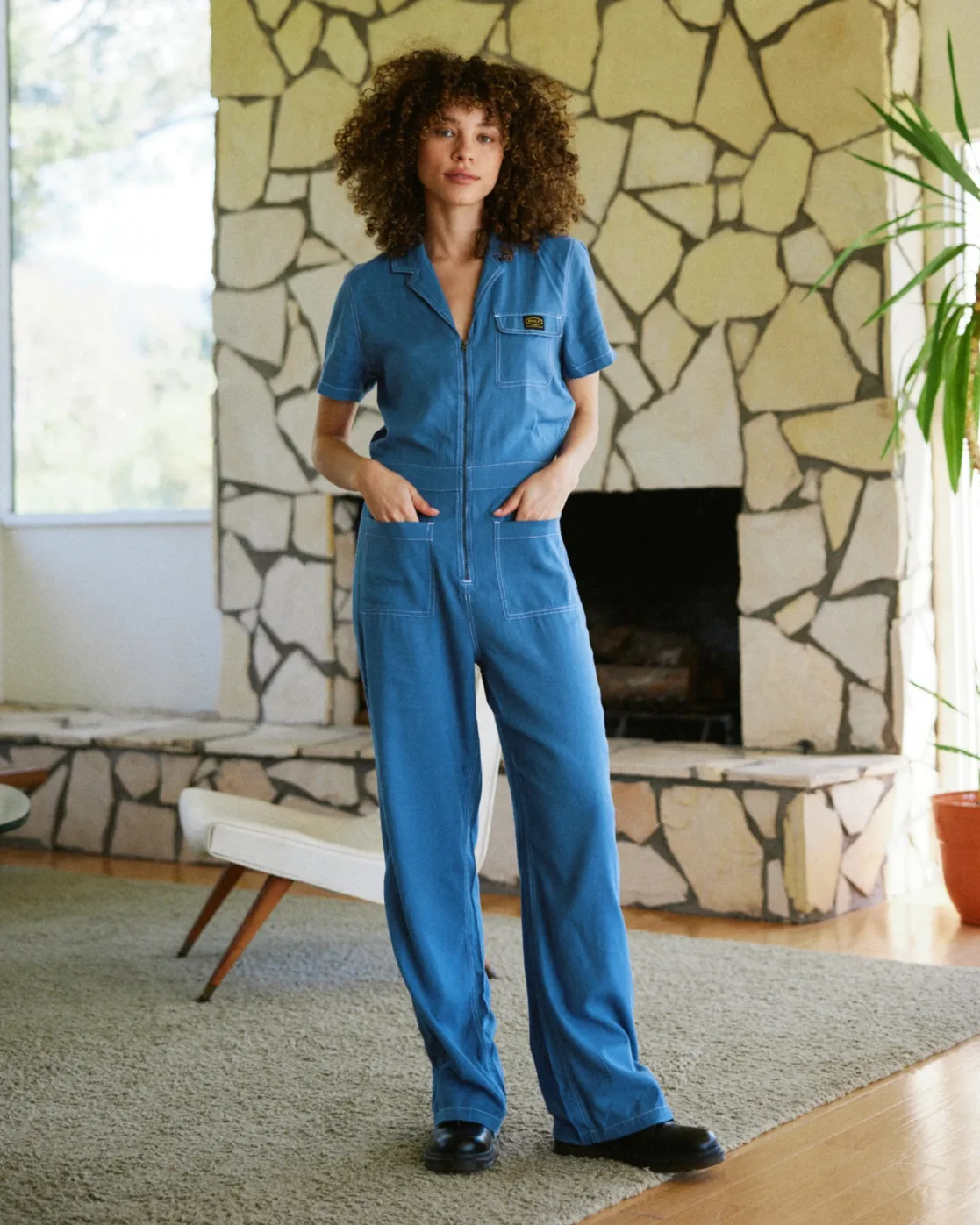 RVCA SPRING SHIFT WORKWEAR JUMPSUIT Federal Blue Sale