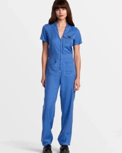 RVCA SPRING SHIFT WORKWEAR JUMPSUIT Federal Blue Sale