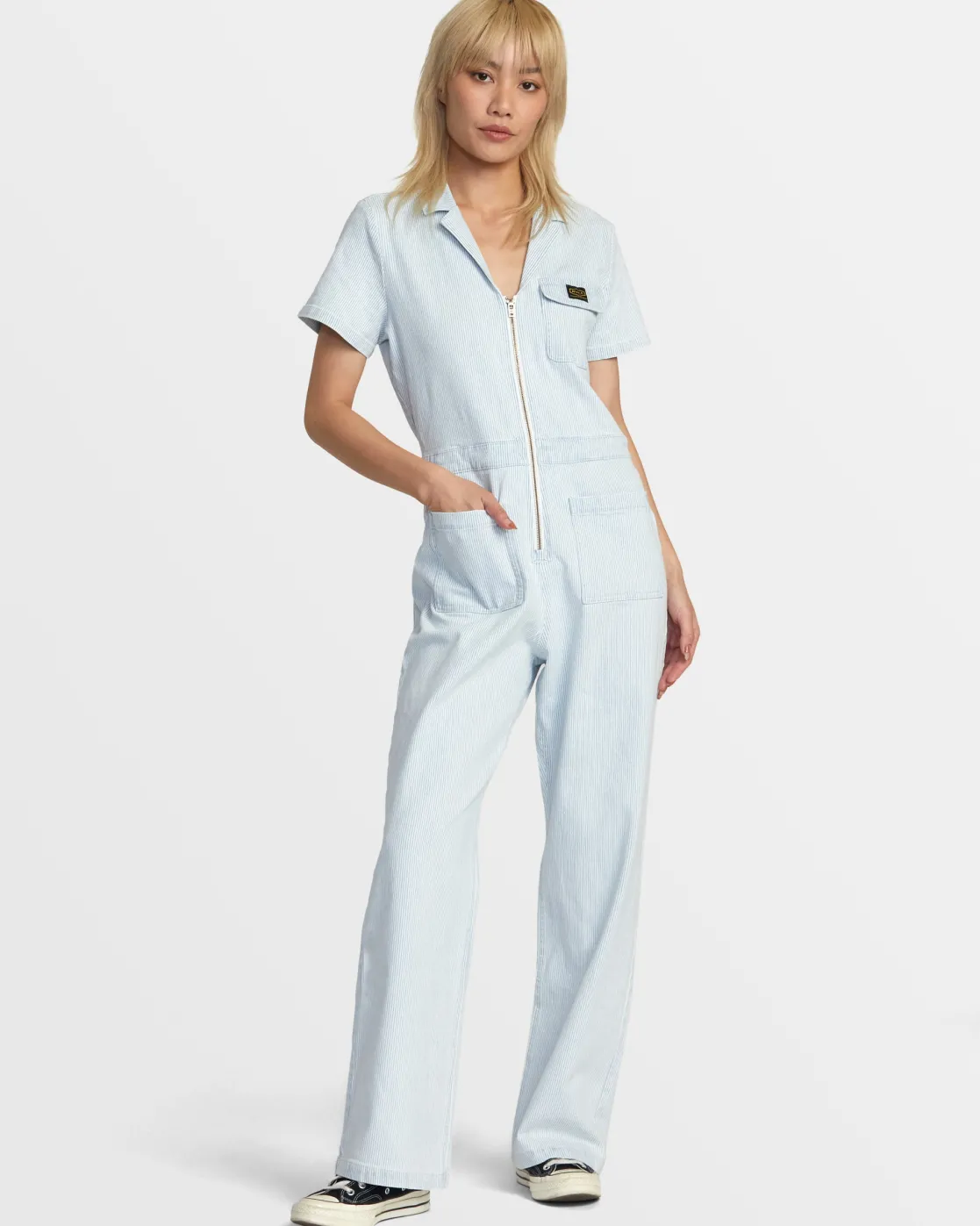 RVCA SPRING SHIFT WORKWEAR JUMPSUIT Blue Hickory Clearance