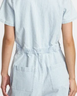 RVCA SPRING SHIFT WORKWEAR JUMPSUIT Blue Hickory Clearance