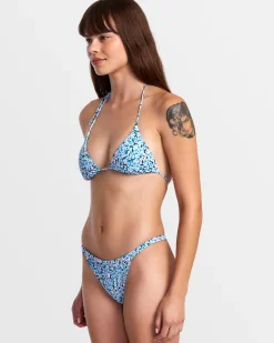RVCA SPRINKLES HALTER TRIANGLE BIKINI TOP Black Floral
