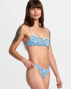 RVCA SPRINKLES HIGH LEG FRENCH BIKINI BOTTOMS Black Floral New