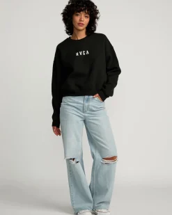 RVCA STACKED COURT CREW SWEATSHIRT Rvca Black Clearance