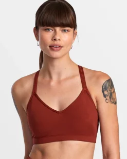 RVCA STRAPPED SPORTS BRA Red Brick New