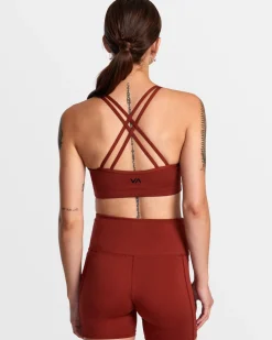 RVCA STRAPPED SPORTS BRA Red Brick New