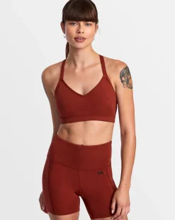 RVCA STRAPPED SPORTS BRA Red Brick New