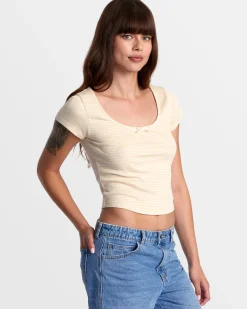 RVCA SWEET WIDE RIB TEE Latte Discount
