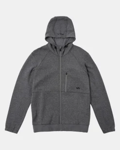 RVCA TECH ZIP-UP FLEECE HOODIE II Heather Grey 2 Outlet