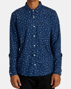 RVCA THAT'LL DO PRINT LONG SLEEVE SHIRT Dark Denim Best