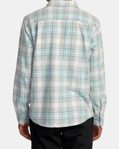 RVCA THAT'LL WORK FLANNEL LONG SLEEVE SHIRT Silver Bleach Best