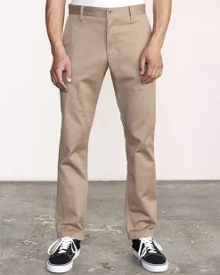 RVCA THE WEEKEND STRETCH STRAIGHT FIT PANTS Dark Khaki New