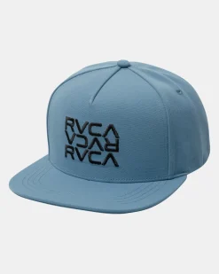 RVCA THREE STACK SNAPBACK HAT Light Blue Hot