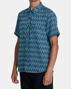 RVCA UPWARDS IKAT SHORT SLEEVE SHIRT Indigo Hot
