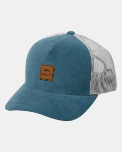 RVCA VA ALL THE WAY CORD TRUCKER HAT Teal Hot