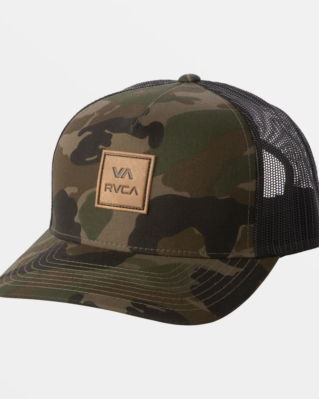 RVCA VA ALL THE WAY CURVED BRIM TRUCKER HAT Camo Sale