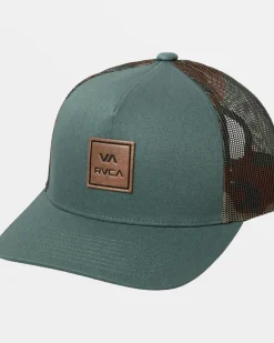 RVCA VA ALL THE WAY CURVED BRIM TRUCKER HAT Balsam Green Best