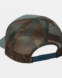 RVCA VA ALL THE WAY CURVED BRIM TRUCKER HAT Balsam Green Best