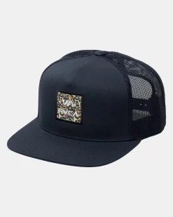 RVCA VA ALL THE WAY PRINT TRUCKER HAT Navy Marine Best
