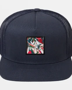 RVCA VA ALL THE WAY PRINT TRUCKER HAT Dark Denim
