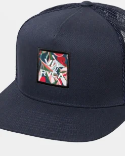 RVCA VA ALL THE WAY PRINT TRUCKER HAT Dark Denim