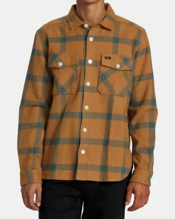 RVCA VA CPO LONG SLEEVE FLANNEL SHIRT Camel New