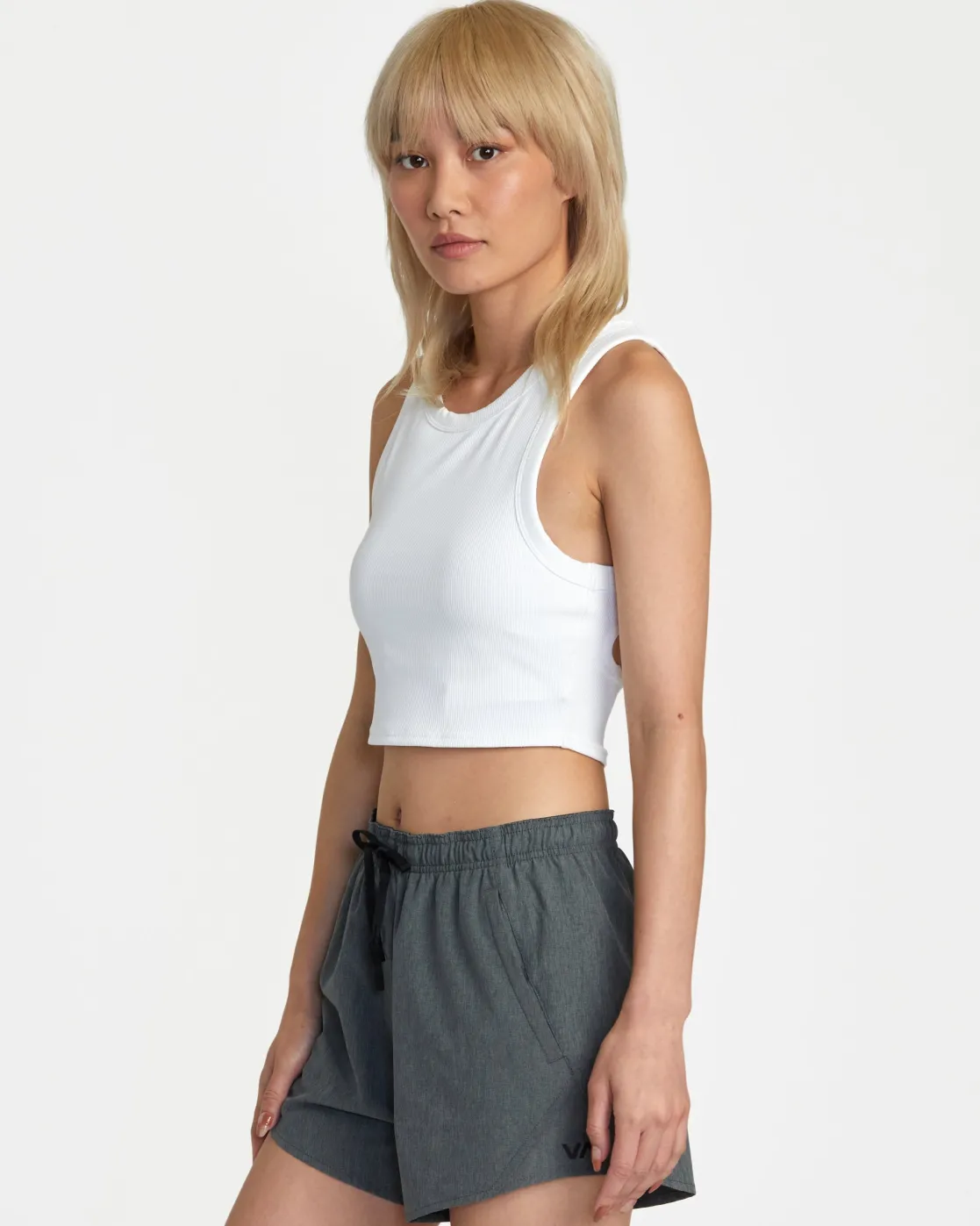 RVCA VA CUT OUT CROPPED TANK TOP Whisper White Clearance