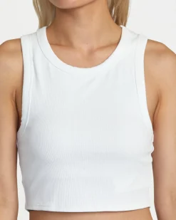 RVCA VA CUT OUT CROPPED TANK TOP Whisper White Clearance