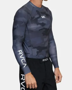 RVCA VA SPORT LONG SLEEVE RASHGUARD Black Camo Clearance