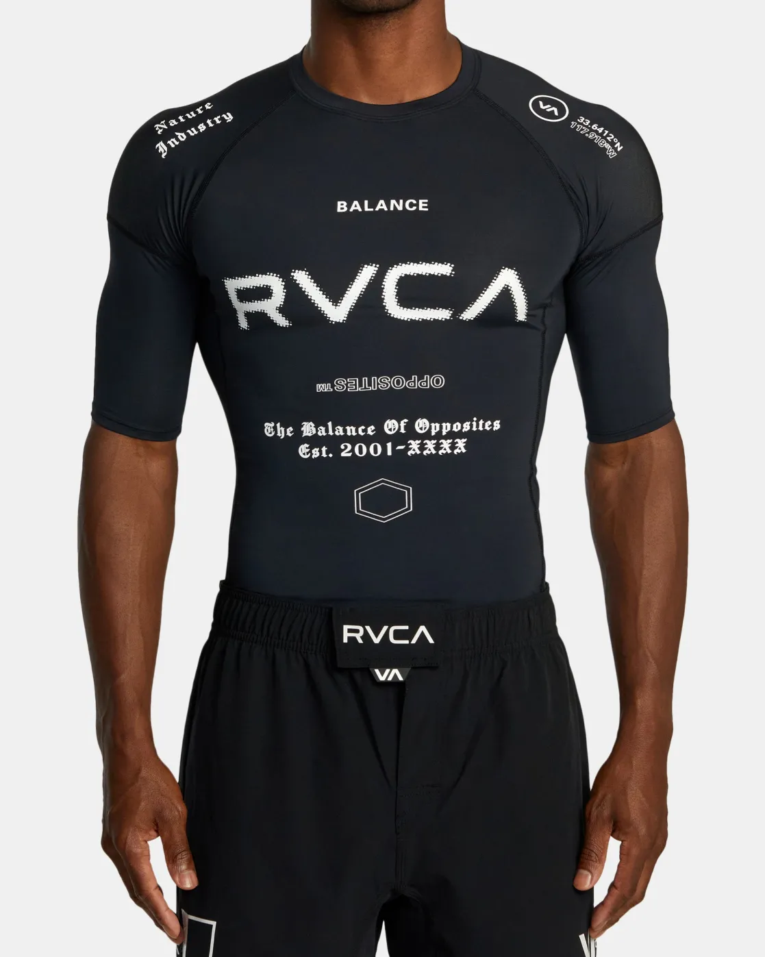 RVCA VA SPORT SHORT SLEEVE RASHGUARD Black All Brand 2 Discount