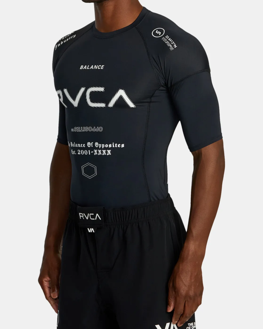 RVCA VA SPORT SHORT SLEEVE RASHGUARD Black All Brand 2 Discount