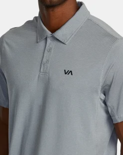 RVCA VA SPORT VENT TECHNICAL POLO SHIRT Chalk Stripe Outlet