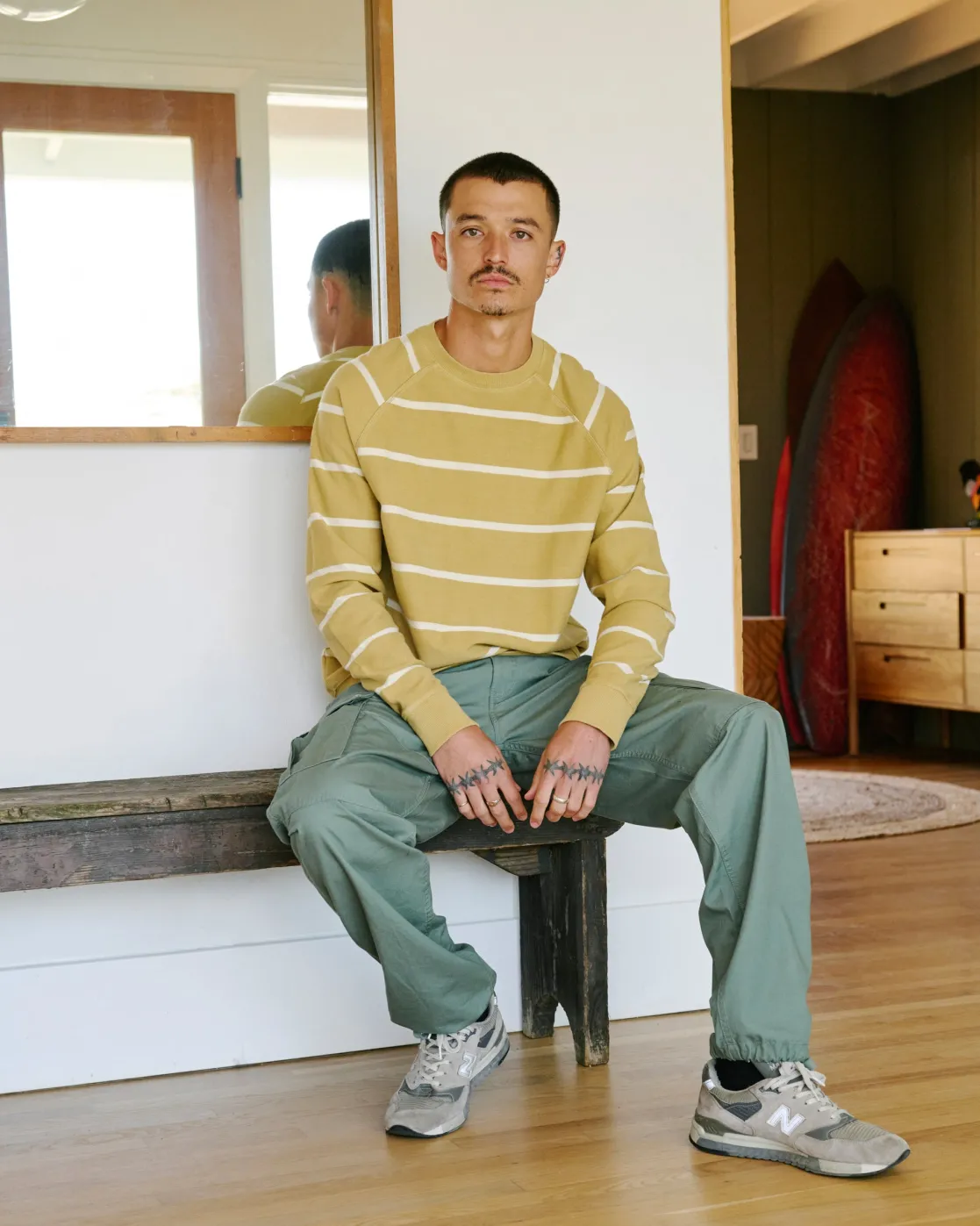 RVCA VACANCY CREW NECK PULLOVER Ochre Best