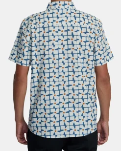 RVCA VACATIONIST SHORT SLEEVE SHIRT Cool Blue Clearance