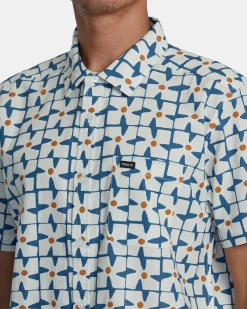 RVCA VACATIONIST SHORT SLEEVE SHIRT Cool Blue Clearance
