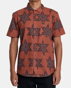 RVCA VACATIONIST SHORT SLEEVE SHIRT Seal Brown Discount