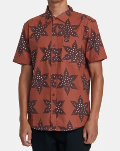 RVCA VACATIONIST SHORT SLEEVE SHIRT Seal Brown Discount