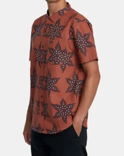 RVCA VACATIONIST SHORT SLEEVE SHIRT Seal Brown Discount