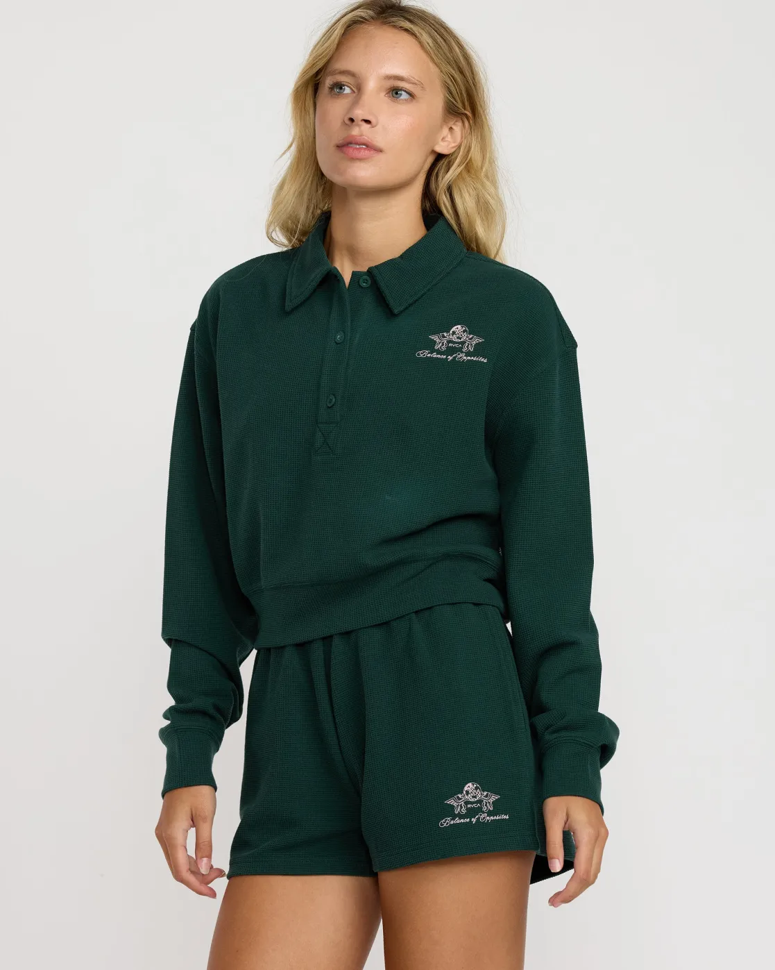 RVCA WAFFLE JERSEY TOP Pine Hot