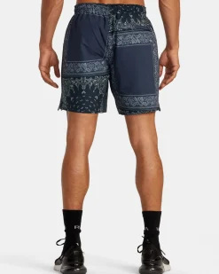 RVCA YOGGER STRETCH 17" ATHLETIC SHORTS Black Patchwork Discount