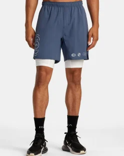 RVCA YOGGER TRAIN 2-IN-1 17" WORKOUT SHORTS Vintage Indigo New