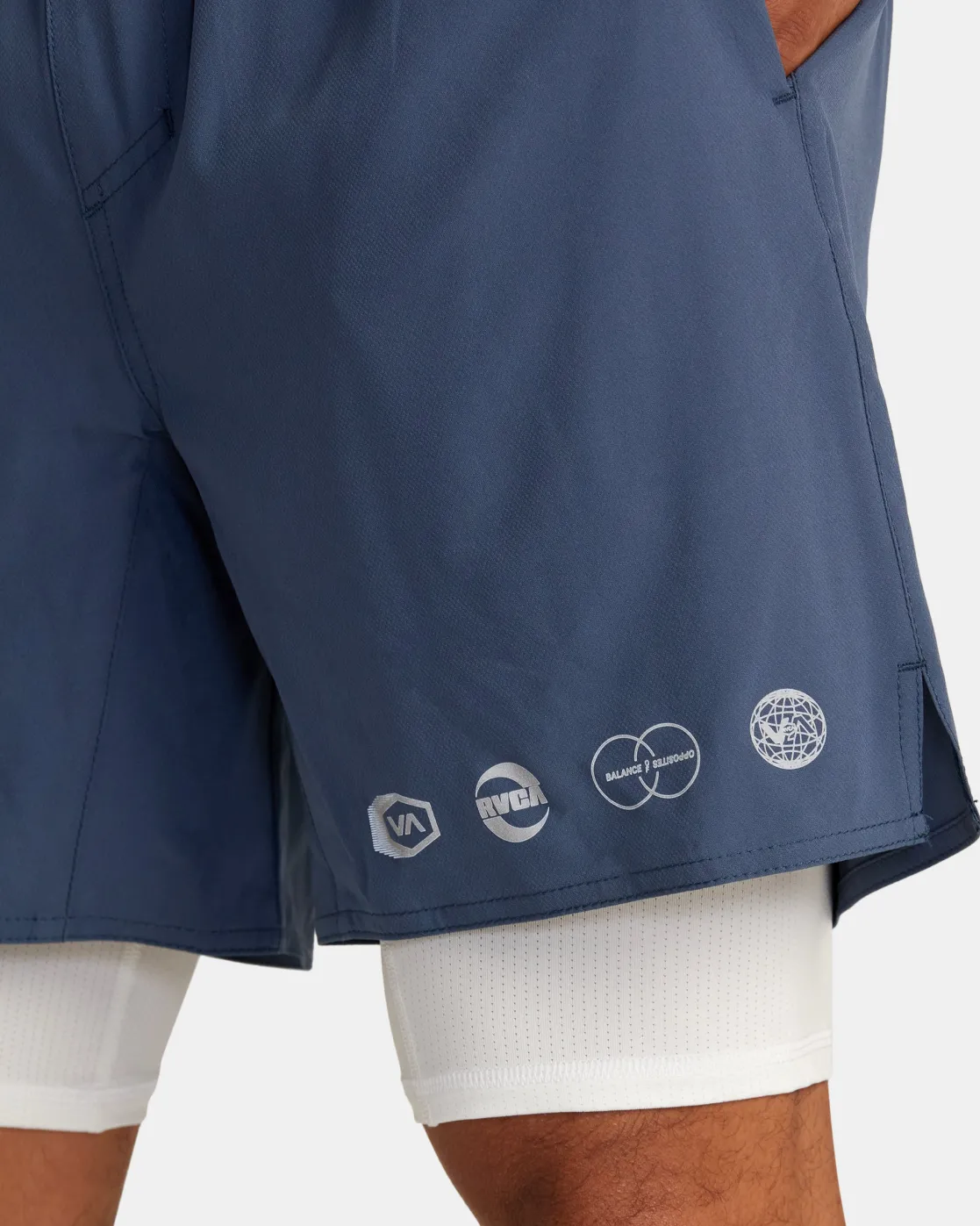 RVCA YOGGER TRAIN 2-IN-1 17" WORKOUT SHORTS Vintage Indigo New