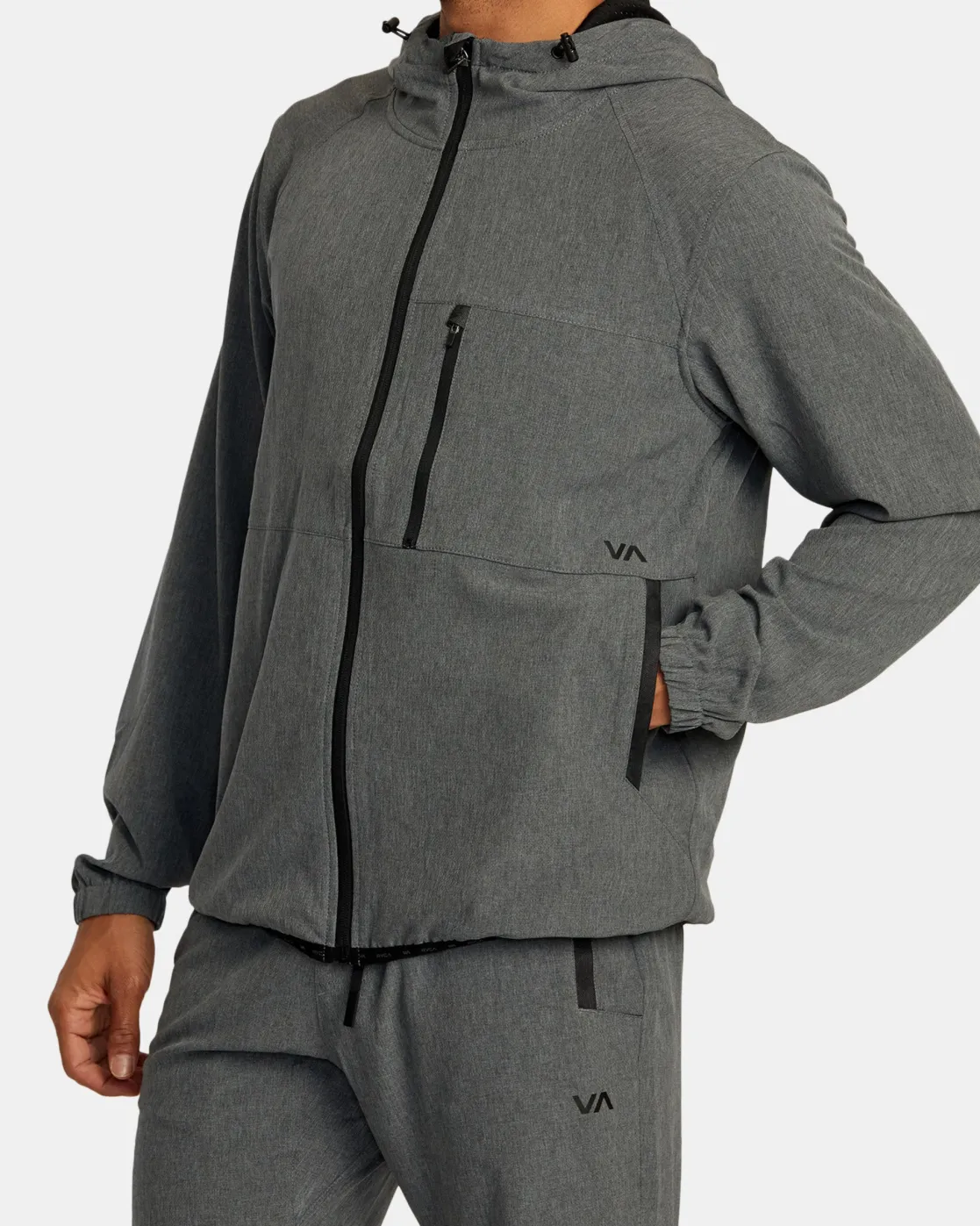 RVCA YOGGER ZIP-UP HOODED JACKET II Charcoal Heather Hot