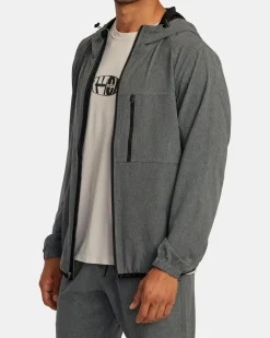 RVCA YOGGER ZIP-UP HOODED JACKET II Charcoal Heather Hot